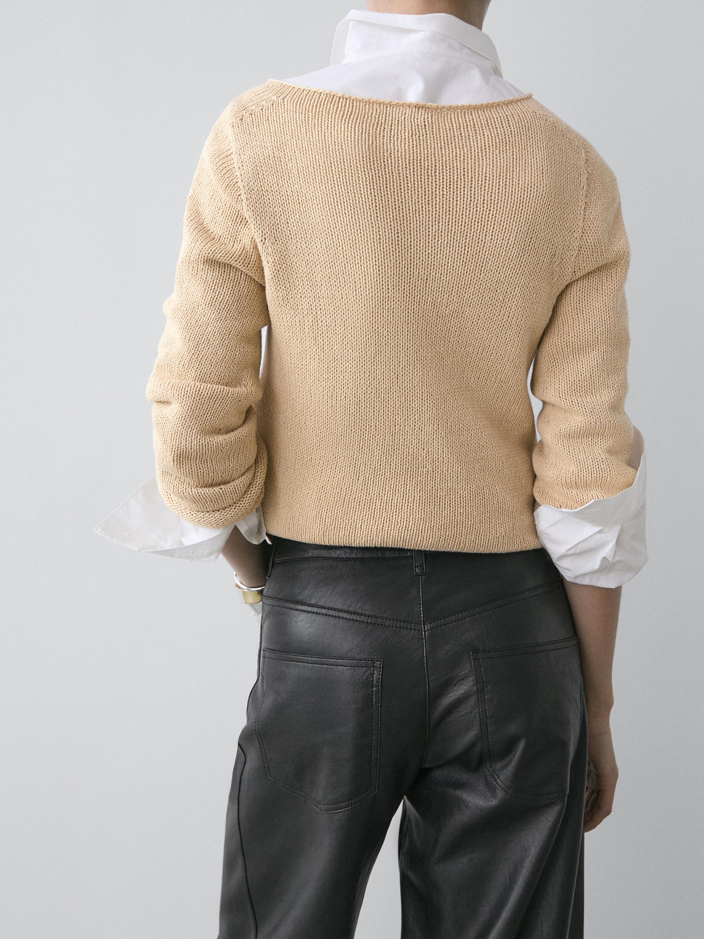 Cotton blend knit sweater